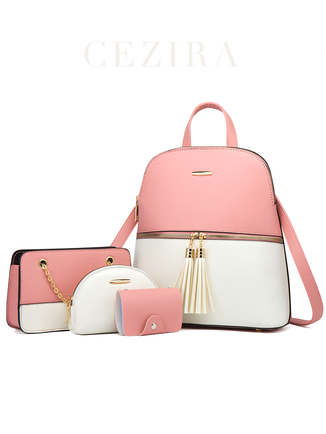 Luxury Bags With Zipper - Mochila de couro vegano PU para