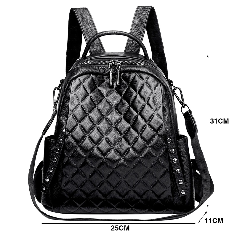 Genuíno couro mochila feminina - Luxury Bags With Zipper avaliação e preço